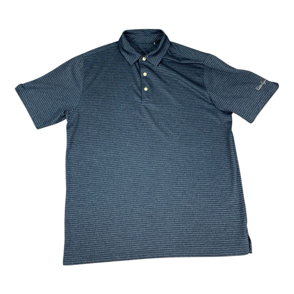 Walter Hagen 11 Majors Golf Polo Shirt, Navy Blue Striped, Men’s Size Medium